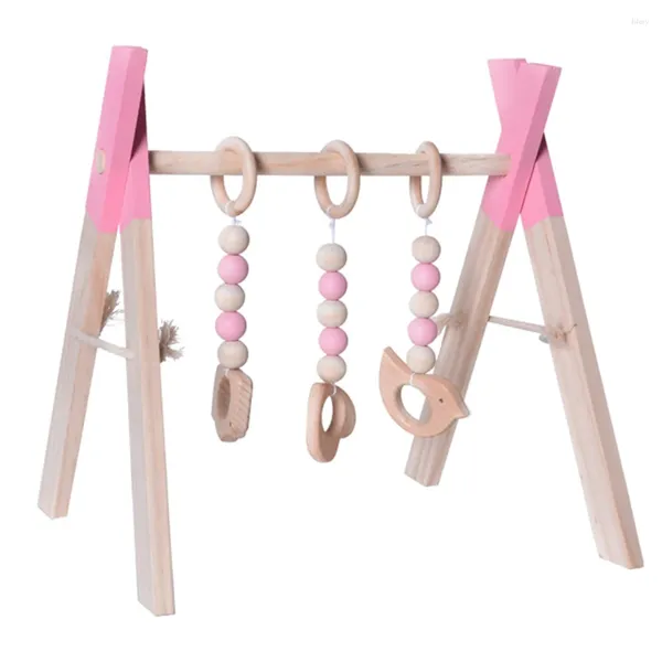 Assiettes décoratives Nordic bébé gymnase Play Nursery Sensory-Pull Toy Cadre en bois avec jouets en bascule