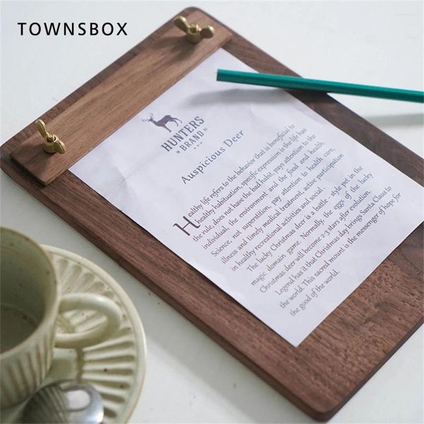 Plaques décoratives Nordic Creative Brass Walnut Sketch Pad Ins Cafe Western Restaurant Menu en bois Folder