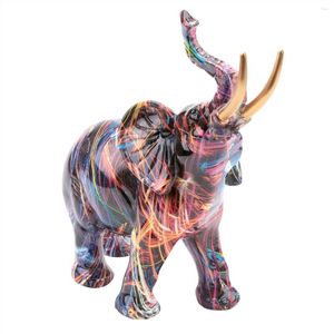 Plaques décoratives Nordic Painting Graffiti Elephant Sculpture Figurine Colorful Art Statue Creative Resin Animal Decor C