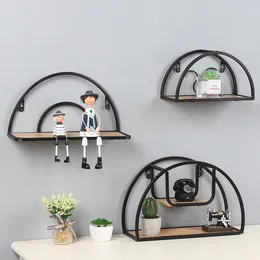 Platos decorativos Nordic Simple Iron Art Partition Circular Estantería Decoración del hogar Decoración Cosmética Rack de almacenamiento Estante de estantes lindos