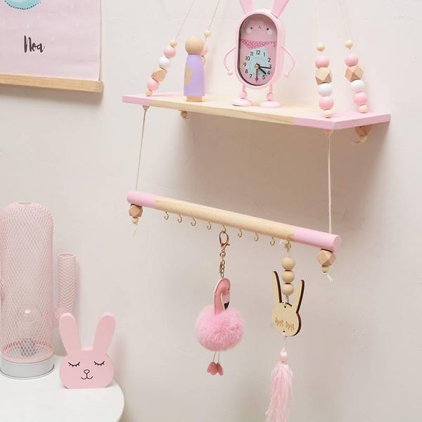 Platos decorativos, estantes de pared de madera nórdicos para almacenamiento para niños, decoraciones para dormitorio, estantes, colgador, organizador, decoración del hogar