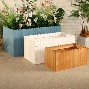 Decoratieve borden Outdoor Courtyard Hout Bloemdoos Tuin vaste planten binnen grote rechthoekige pot balkonbox120x50x40