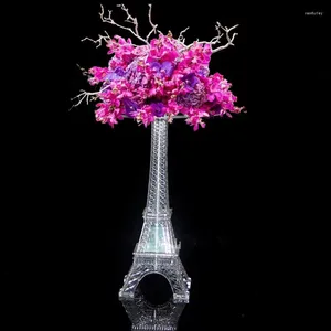 Assiettes décoratives Décoration de fête Tour Eiffel Design Support à fleurs Support à dessert en acrylique transparent pour centres de table de mariage DIY