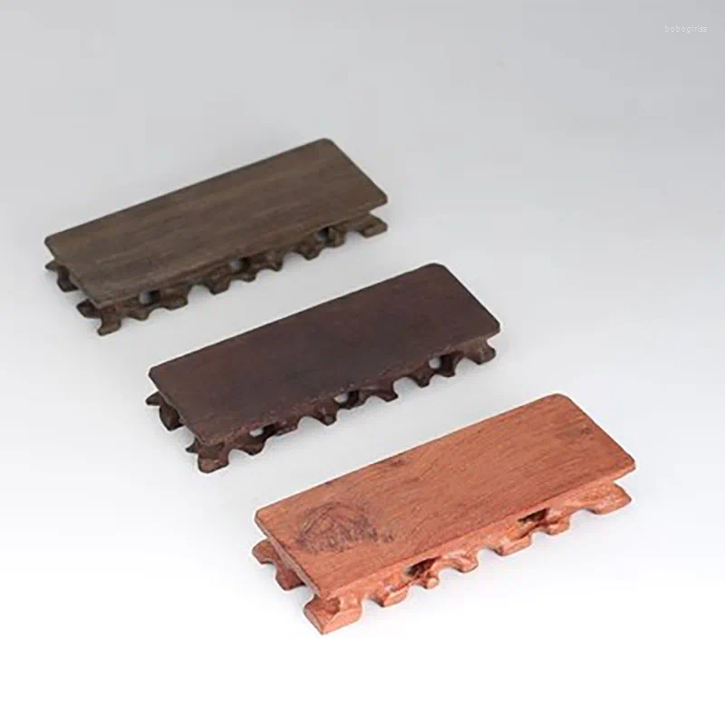 Decorative Plates Rectangular Mahogany Carving Base Seal Strange Stone Small Solid Wood