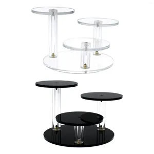 Decoratieve platen rond acryl sieraden staan 3 tier mini display Riser Rack voor ringen armbanden oorbellen horloges