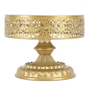 Decoratieve platen Round Dessert Stand Golden Cake Holder Lace Design Easy Assembly Treat Display for Wedding Home Party