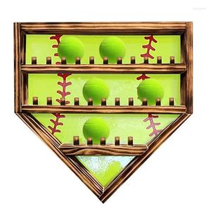 Decoratieve borden Kleine Ball Standhouder Grote capaciteit HOUTEN ORGANGIZER VOOR Softbal Rustieke stijl Baseball display Trade opbergruimte