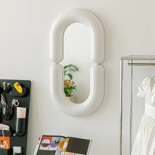 Placas decorativas pequeño espejo Q de longitud completa para el hogar, montaje en pared, cosmético, dormitorio de niña, estilo Ins