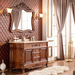 Assiettes décoratives en bois massif, lavabo à main, armoire combinée, salle de bain, personnalisation de Villa de luxe