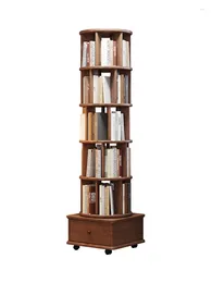 Decoratieve platen massief hout draaibare boekenplank 360 graden vloer tot opbergrek meerlaags eenvoudig voor huishoudelijk gebruik