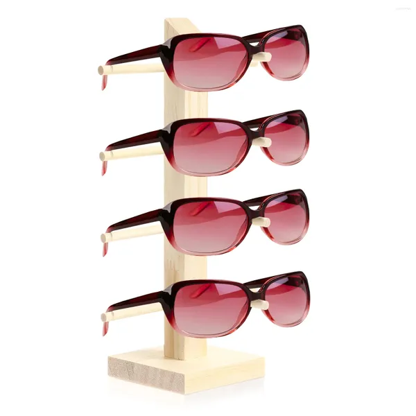 Platos decorativos soporte para gafas de sol estante de exhibición de gafas de sol de madera organizador de soporte para gafas de cuatro capas
