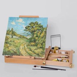 Platos decorativos caja de herramientas cajón de escritorio pintura al óleo portátil caballete en caja solo para estudiantes de arte