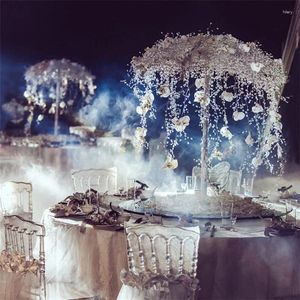 Decoratieve platen luxe feestdecoratie trouwtafel centerpieces metalen paraplu bloem stand weg geciteerd voor mariage baby shower 6pcs