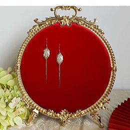 Assiettes décoratives Vintage cadre doré étagères support de collier boucles d'oreilles pendantes planche à suspendre coiffeuse bijoux conteneurs cosmétiques