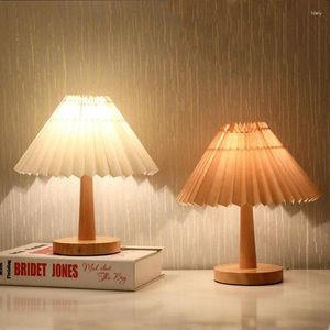 Plaques décoratives Vintage Korea Atmosphère Desk Lampe Nordic Nordic Wood Bood Chadow Bedside Decor Table Light Controlable Dimmable LED NIGHT