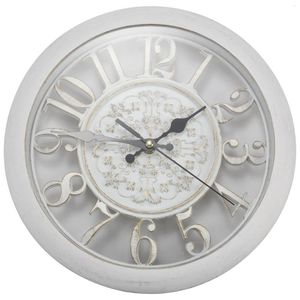 Decoratieve platen wandklok saat de pared saati vintage digitale klokken kijken horloge quartz (wit)