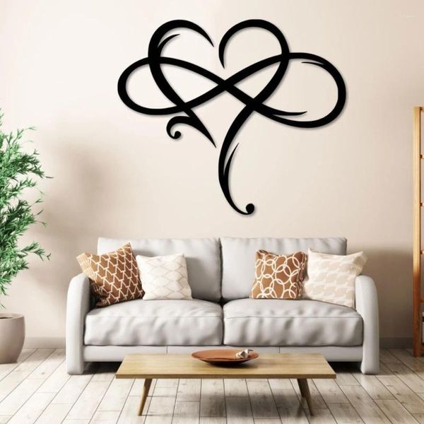 Plaques décoratives décoration murale Metal Infinity Heart Sign Pendant Art Art Love Decor