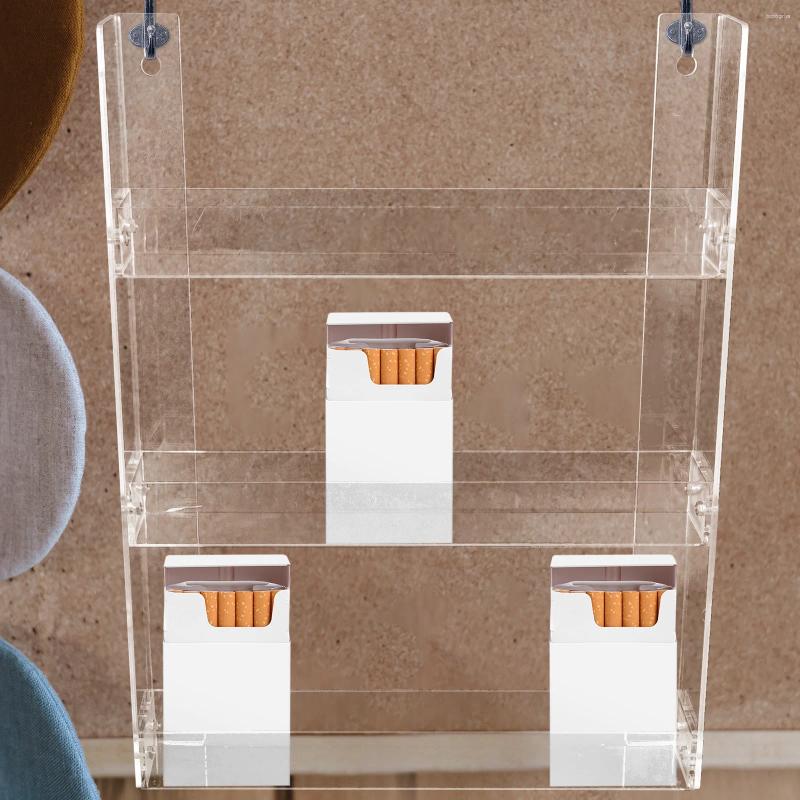 Dekorativa plattor väggmonterad rök rack stormarknad transparent hylla displayhållare liten skåp showcase akrylstativ