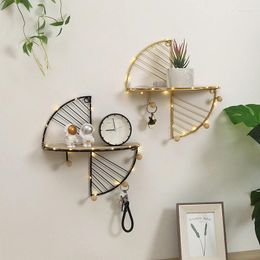 Decoratieve platen muur opbergrek waaiervormige haak tack leuntjes ijzer kunst display plank hangende metalen luxe organisatie