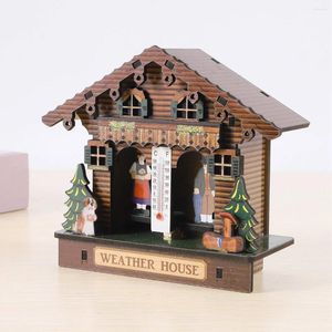 Assiettes décoratives Forest de maison météo avec homme et femme Baromètre en bois Baromètre Thermomètre Hygromètre Décoration