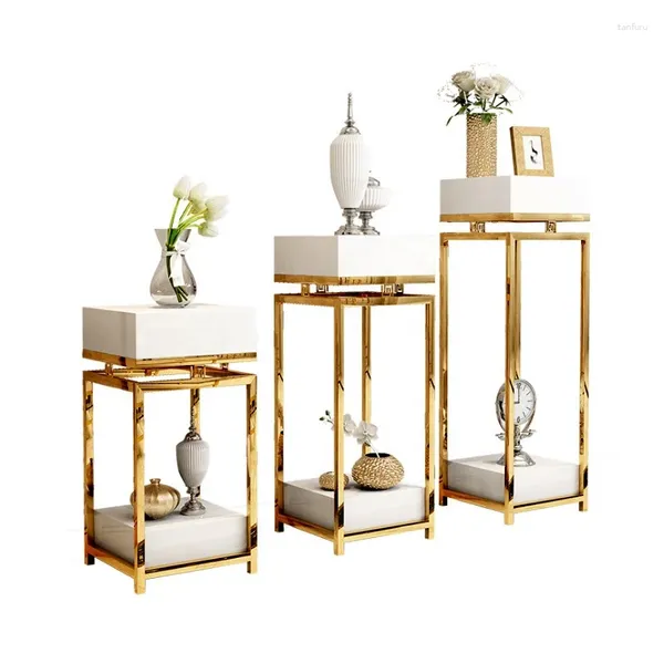 Supports à fleurs en acier inoxydable, assiettes décoratives, vente en gros, étagère pour plantes de mariage, Table d'appoint en or Rose, vente en gros