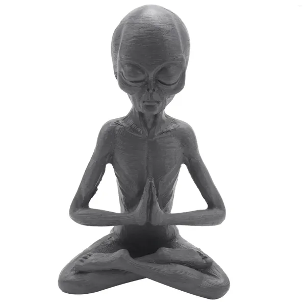 Plaques décoratives Witchcraft Meditation Alien Statue Mini Resin Ornement Garden Home Office Yard Art Decor pour intérieur extérieur