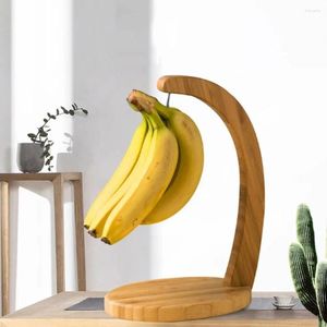 Decoratieve platen met haak Houten bananenrek Stevige ruimtebesparende fruitdisplayhanger Houten ambachtelijke hangende woonkamer