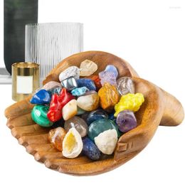 Decoratieve borden houten kommen kristallen stenen minerale rotsen lade sieraden kettingen armbanden display plank handontwerp moderne huizendecoratie