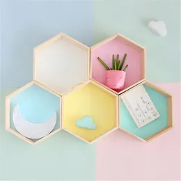 Assiettes décoratives en bois hexagone décoration murale chambre de bébé/chambre à coucher bonbons organisation cintre accessoires de photographie étagères de rangement décor boîte polygone