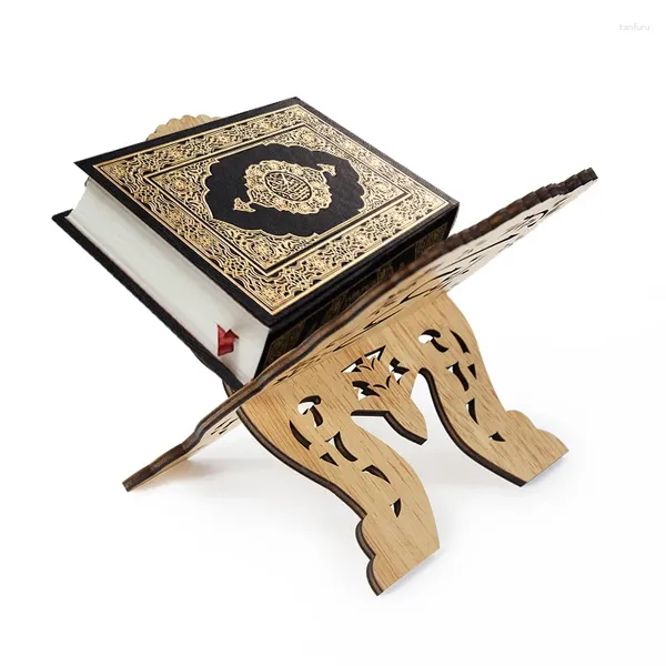 Platos decorativos de madera Eid Mubarak Corán, estantería sagrada, decoración de Ramadán para el hogar musulmán islámico, regalo exquisito, adorno artesanal