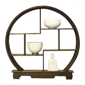 Decoratieve platen houten ronde display standaard rek thuis decoratie handwerk klein beeldje beeld zien ornamenten plank