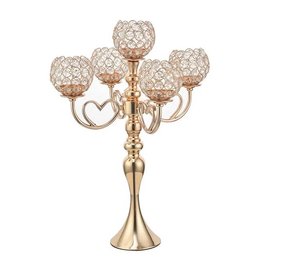 Centres de table de mariage de vase de fleur de boule de cristal de ruban décoratif