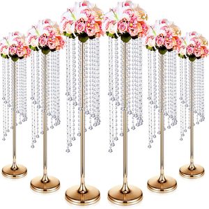 50cm tot 120cm hoog)Crystal Gold Vaas Bruiloft Middelpunt Tafeldecoraties Metalen Bloem Houder Stand Wedding Road Crystal Bloemenvaas