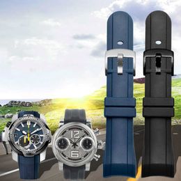 Dedicated Curved Interface Silicone Watch Band voor Graham Racing Chronograph Series Rubber mannelijke riem 24 mm Zwart blauw polsband H0915 254i