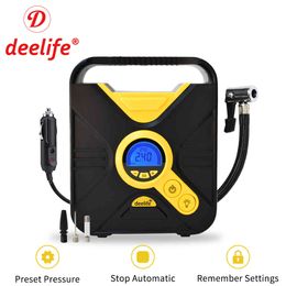 Deelife Auto Luchtcompressor Draagbare 12V voor Automotive Motorfiets Fiets Elektrische Banden Pomp Band Inflator