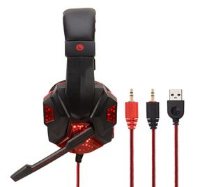 Casque de jeu de basse profonde stéréo sur l'oreille casque de jeu bandeau écouteur avec lumière pour ordinateur PC Gamer7712801