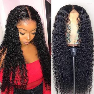 Deep Curly Lace Front Wig Perruques de cheveux humains pour les femmes noires Wave 13x4 Glueless Closure Prelucked Hairline