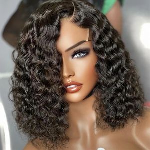 Perruque Lace Front Wig bouclée profonde, cheveux brésiliens Remy, 100% naturels, pre-plucked, densité 180, en vente