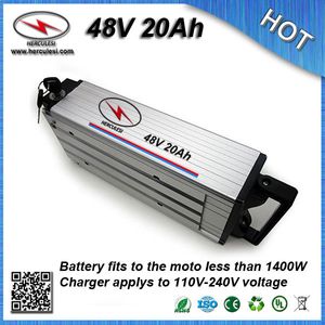 Batterie de vélo électrique à cycle profond 1000W 48V 20Ah Li ion Batterie intégrée 30A BMS 3.7V 2600mah 18650 avec chargeur 2A