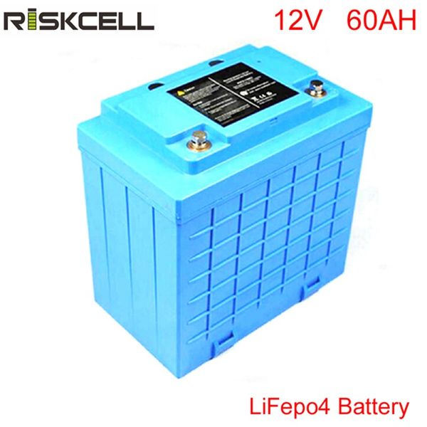 Batterie lithium-ion lifepo4 12v, 60ah, à cycle profond, pour stockage d'énergie solaire, vélo de stockage d'énergie
