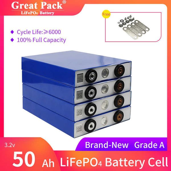 Cycle profond 32 pièces 3.2V 50Ah 100% pleine capacité Lithium Ion batterie cellule LiFePO4 Rechargeable tout nouveau Grade A batterie solaire