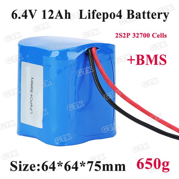 Ciclo profundo Lifepo4 2S2P 6v 6,4 v 12ah paquete de batería 32700 batería con BMS para niños scooter control remoto juguete coche barco herramienta eléctrica