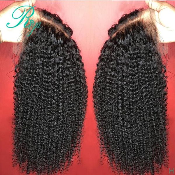 Pelucas de cabello humano simuladas con frente de encaje de parte media profunda para mujeres con pelucas de encaje de cabello sintético sin pegamento rizado afro rizado negro 5454972