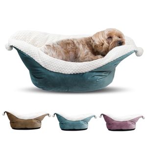 Diepe slaap voor kleine honden bootvorm dikker winter warm fleece hondenhuis schattig kattenbed wasbaar 210401