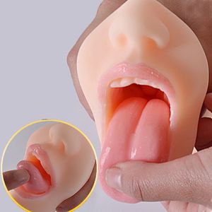 Deep Throat Masturbateur Masculin Oral Sex Fellation Masturbation Coupe avec Dents Langue Réaliste Pocket Pussy Sex Toys pour Hommes Y1892003