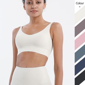 Sujetador deportivo con espalda en V profundo, ropa interior para mujer, ropa interior a prueba de golpes, conjuntos de Yoga para correr, chaleco acolchado, camisetas sin mangas que combinan con Leggins cortos