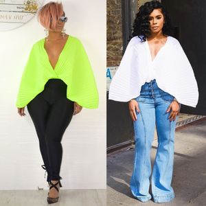 Deep V Neck Femmes Tops Big Sleeve Bat Women Shirts