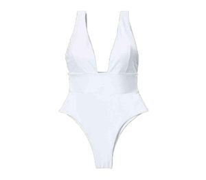 Diep V Wit diepgaande string badpak vrouwen één stuk zwempak bodysuit7181381