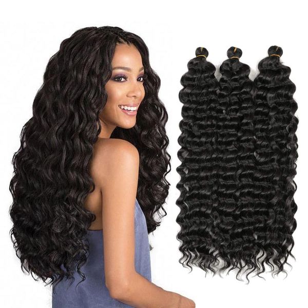 Deep Water Wave Twist Crochet Hair Crochet Braid Ombre Extensiones de cabello trenzado Sintético Afro Curls para mujeres