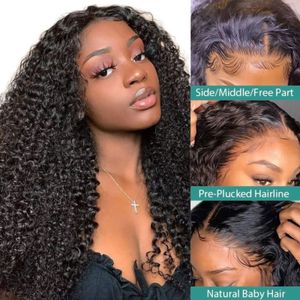 Perruque Lace Front Wig synthétique bouclée et longue noire, Deep Wave, 13x44x1, 20 pouces, perruque Lace Frontal transparente, sans colle, Cover240115